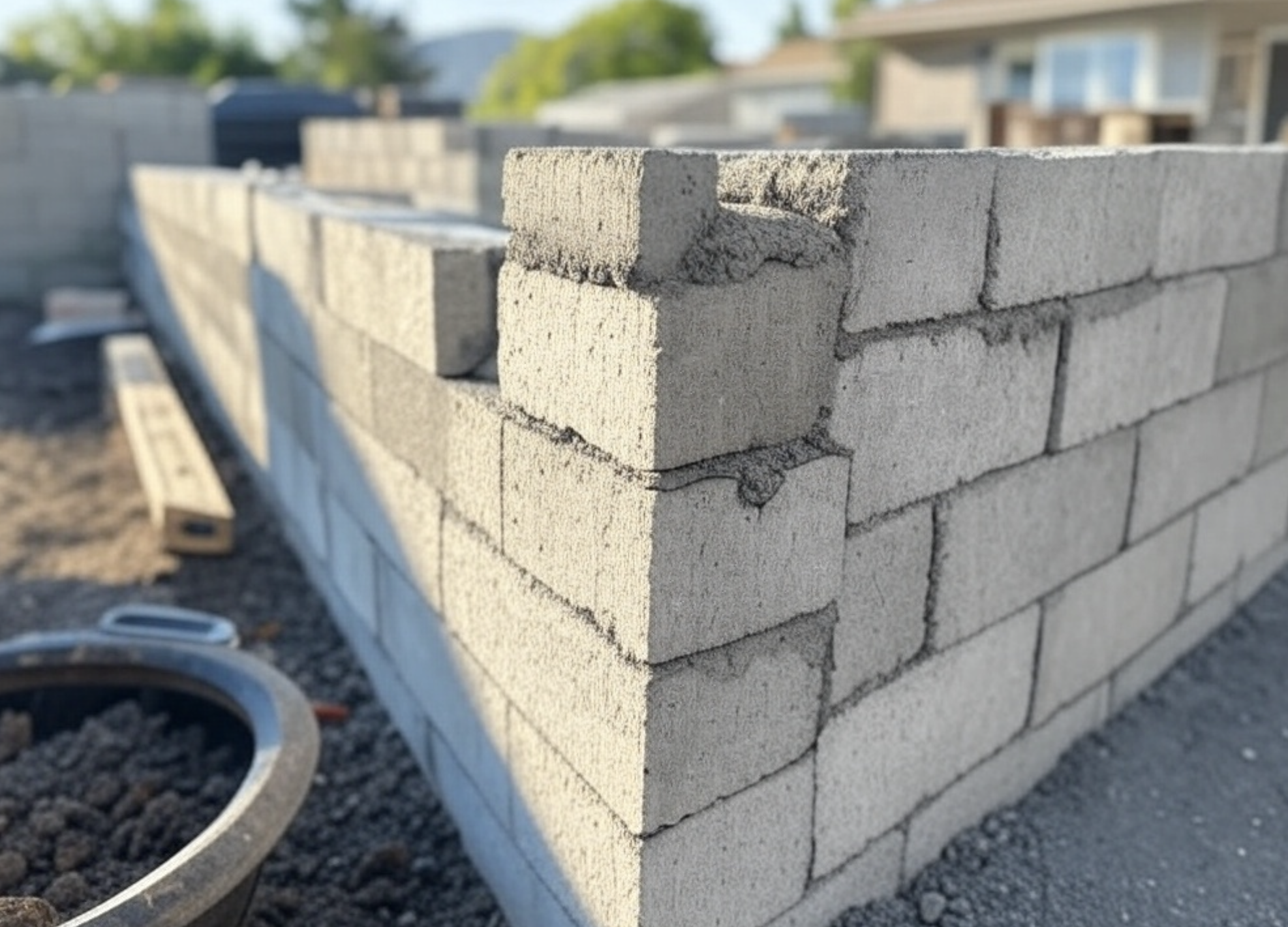 concrete block wall construction