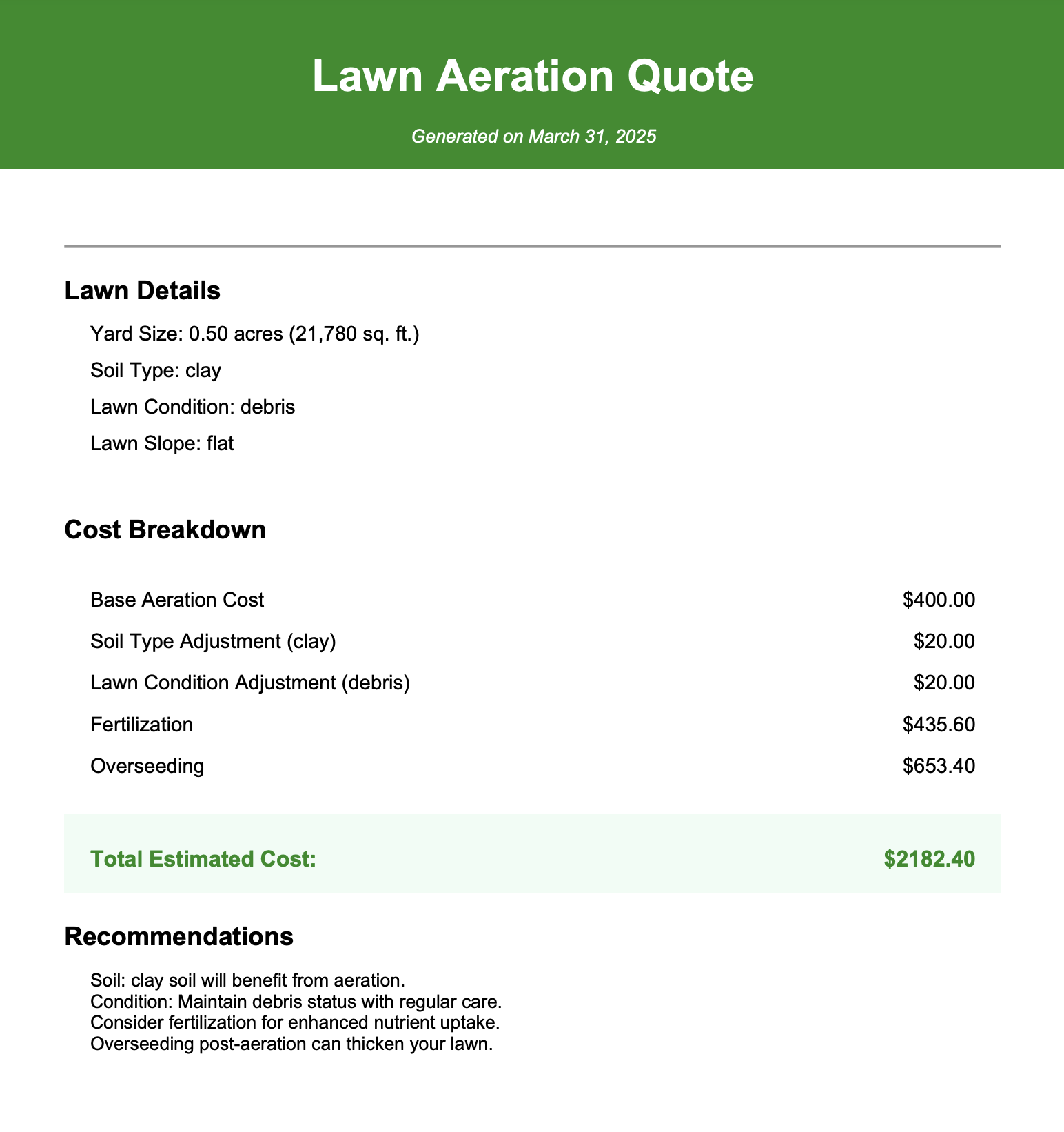 Sample PDF lawn aeration invoice
