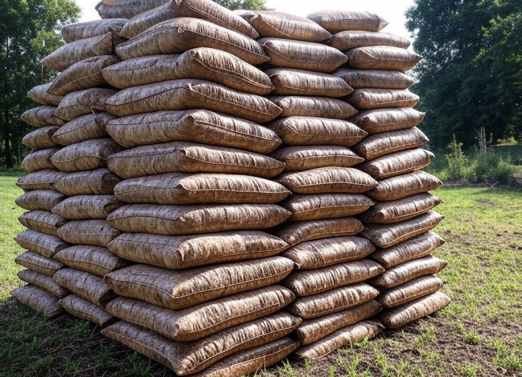 stack of mulch bags